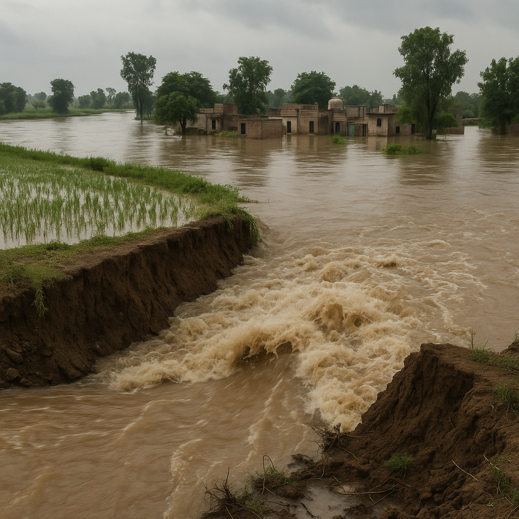 Ghaggar River Flood 2025:  बांध टूटने से 65 बीघा फसलें डूबीं – गाँवों में संकट के 6 खतरनाक संकेत